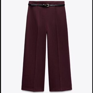 ZARA CULOTTE PANTS / SIZE: SMALL / COLOR: BURGUNDY **missing belt**